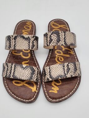 NWOT Sam Edelman Snake-Print Double Strap Slide Sandals